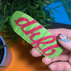 DK Fingerboards Single Deck - Split Ply - Cruiser 2 Shape - Green & Red Logo